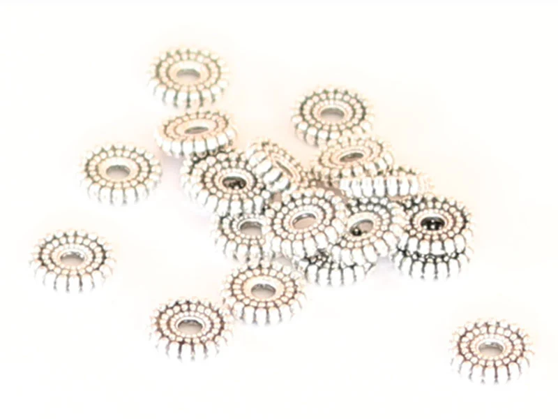 20 perles rondelles ethniques argentées - intercalaires heishi - argent foncé 9 mm