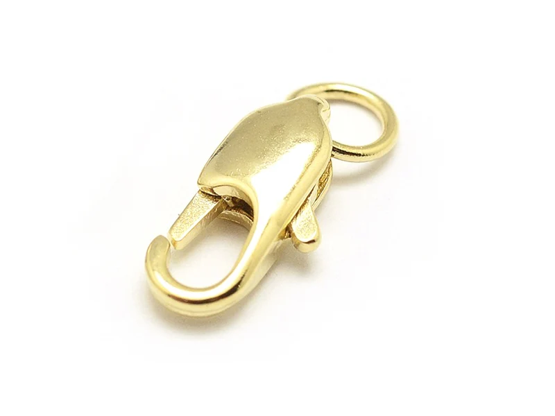 Fermoir mousqueton allongé 11mm avec anneau - doré à l'or fin