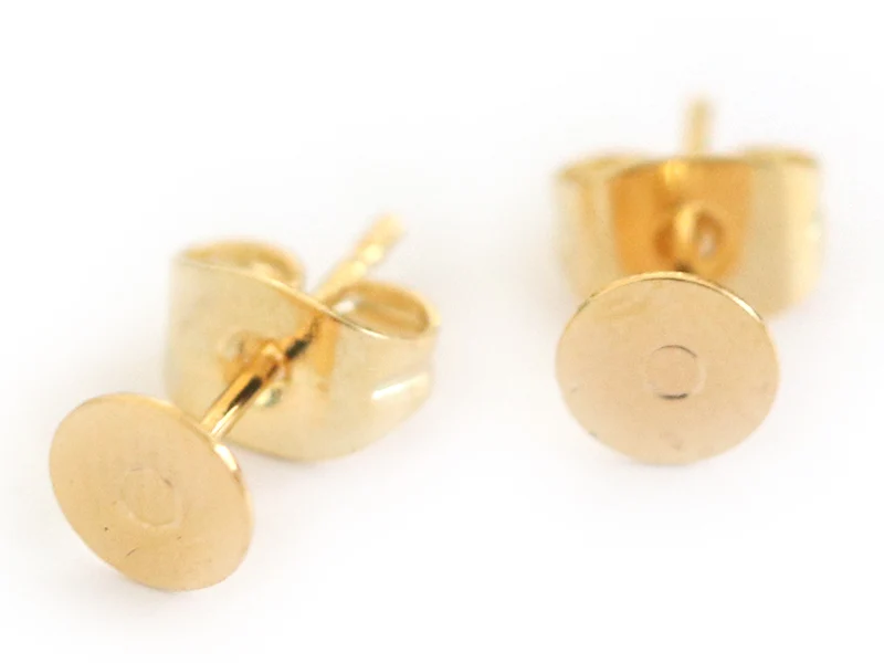 Paire de puces d'oreilles avec embouts - doré à l'or fin