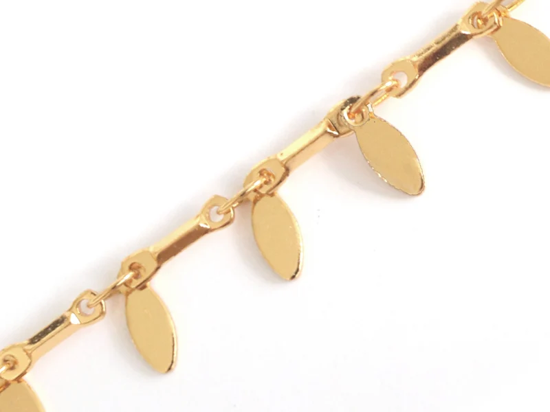 Chaîne fantaisie petites pendeloques - doré à l'or fin 24 K x 20 cm