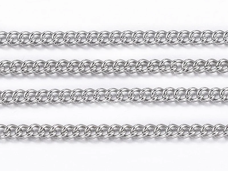 Chaine gourmette 1,1 mm en acier inoxydable - argenté foncé x 20 cm