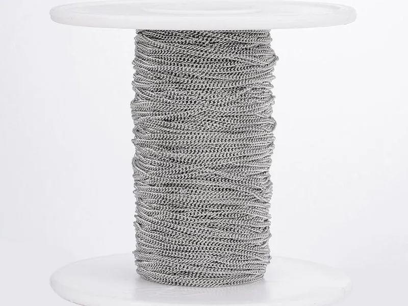 Chaine gourmette 1,1 mm en acier inoxydable - argenté foncé x 20 cm