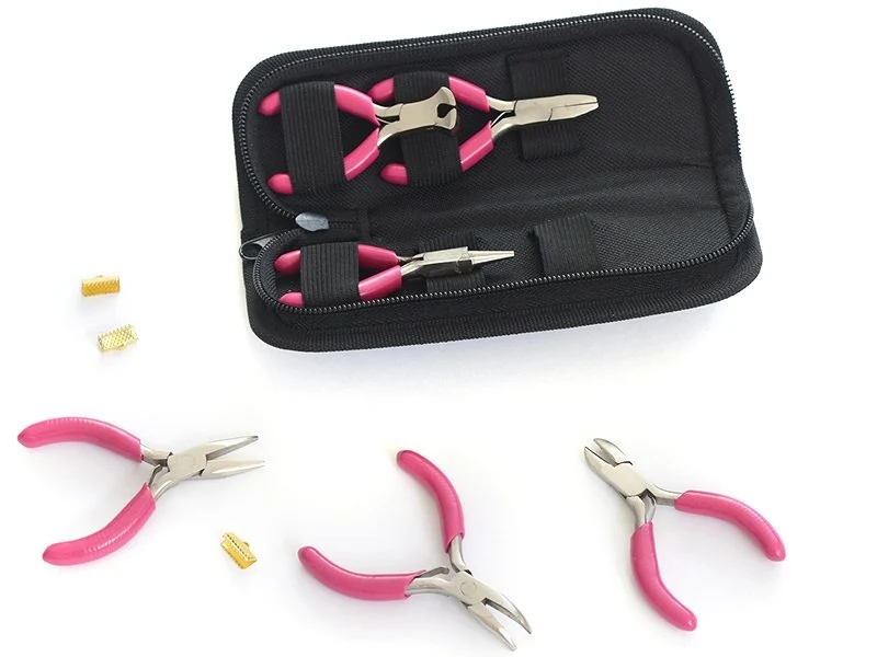 6 mini pinces roses pour création de bijoux - dans un joli étui