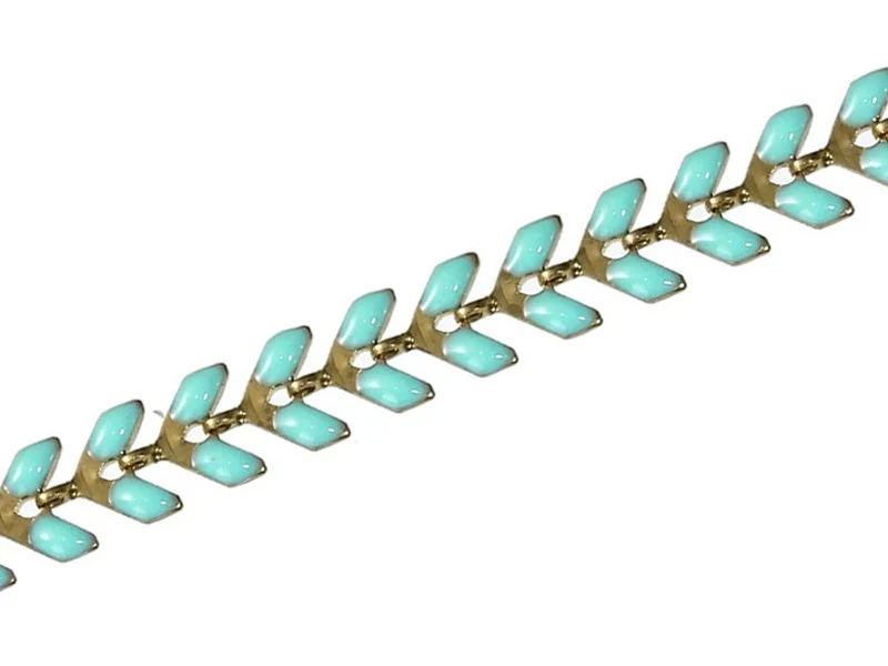 Chaîne épi émaillée bleue turquoise - 50 cm