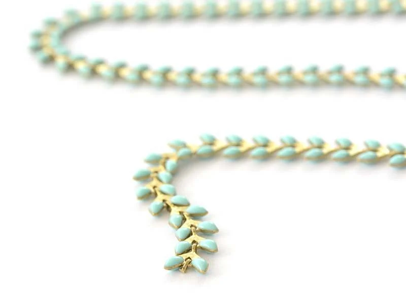 Chaîne épi émaillée bleue turquoise - 50 cm