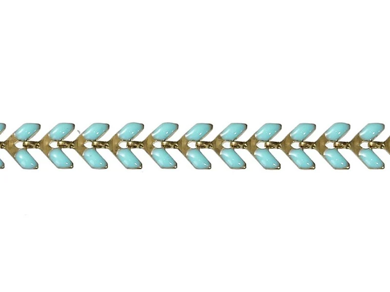 Chaîne épi émaillée bleue turquoise - 50 cm
