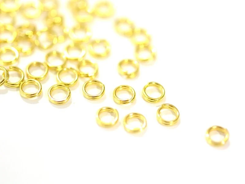 100 anneaux double couleur doré - 4 mm