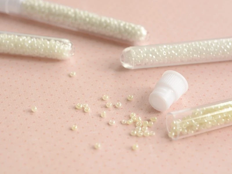 Tube de 350 perles de rocailles opaques nacrées - écru