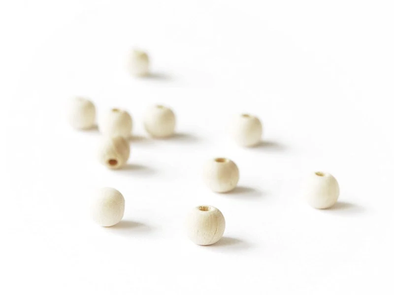 10 perles en bois - Ronde 10 mm