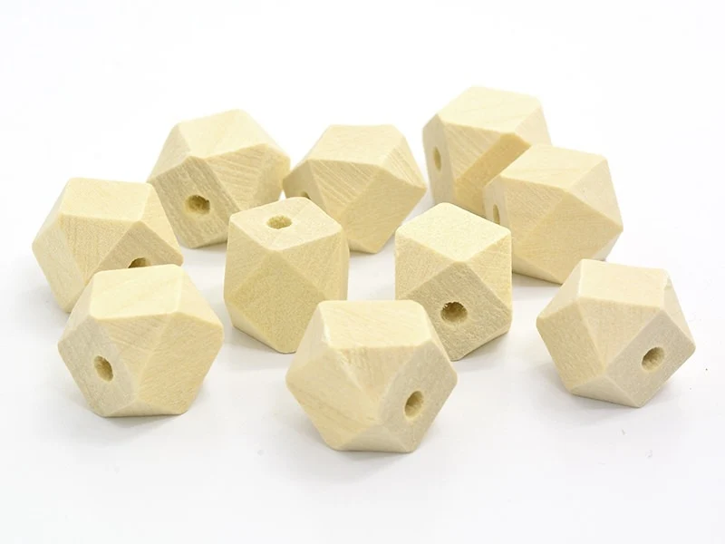 10 perles géométriques en bois - 12 mm