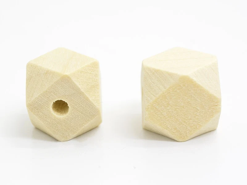 10 perles géométriques en bois - 12 mm